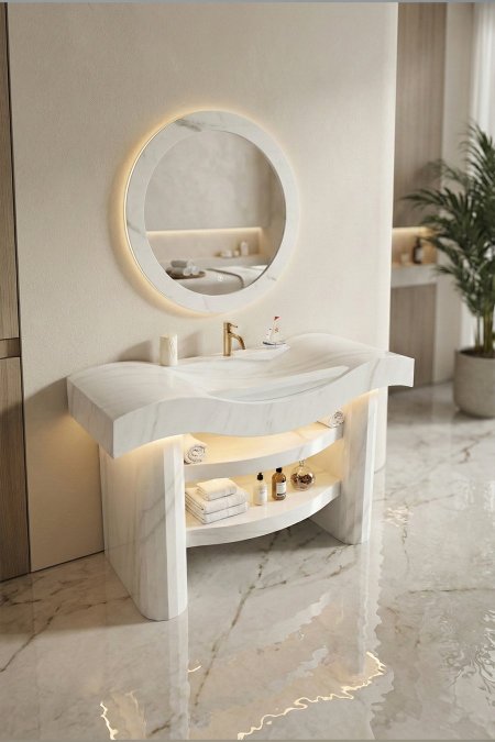 مغسلة حمّام رخامي أبيض